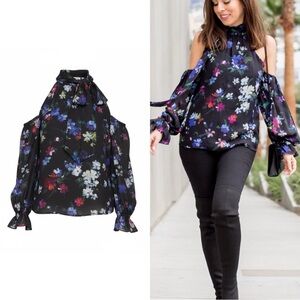 Milly Viola Silk Cold-Shoulder Top